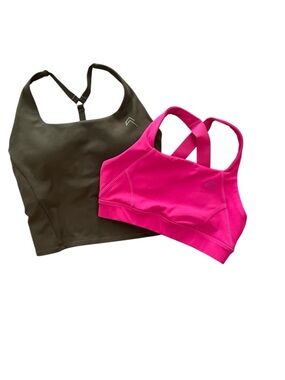 ~Set of 2 Women's Sport Bra/Top Set, pink & olive green. Super soft fabric.